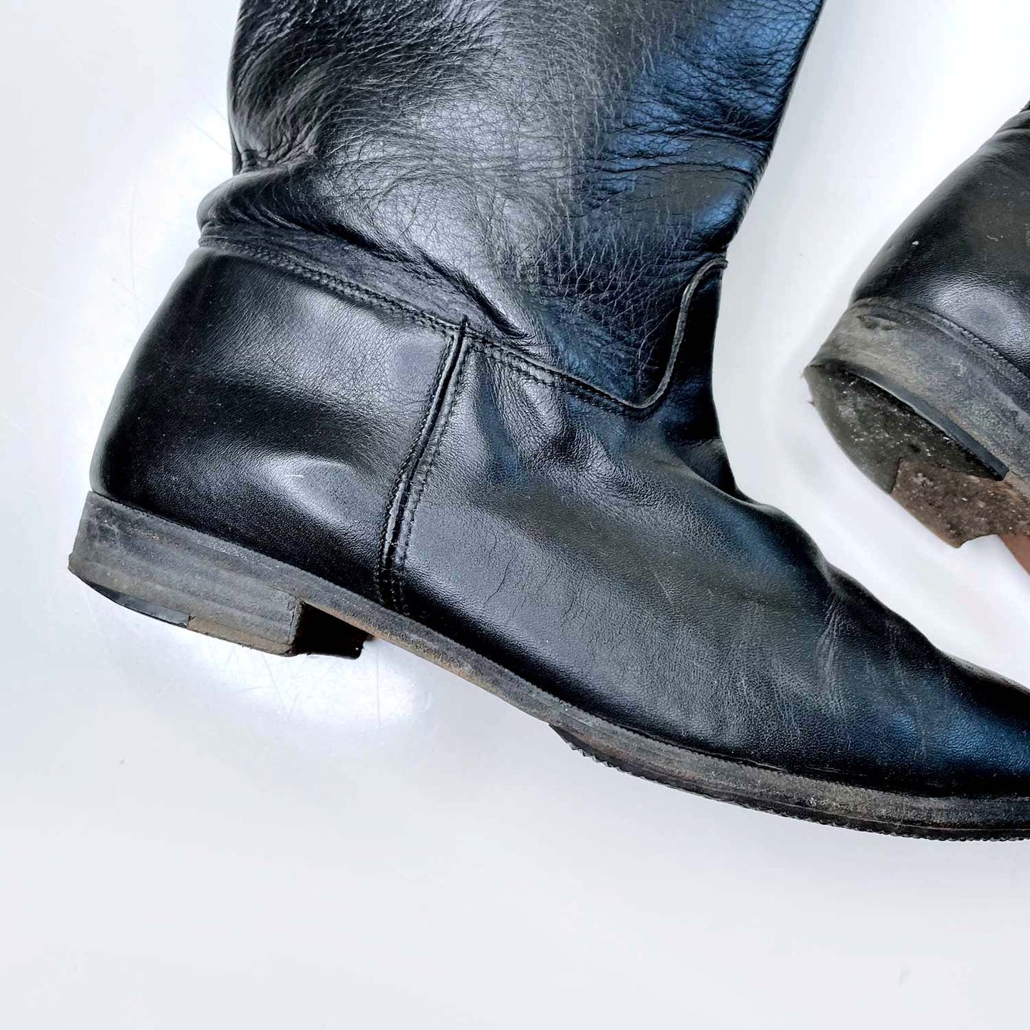 vintage roots black tall leather boots - size 10
