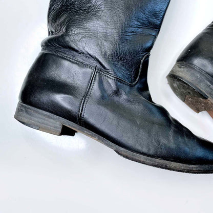 vintage roots black tall leather boots - size 10