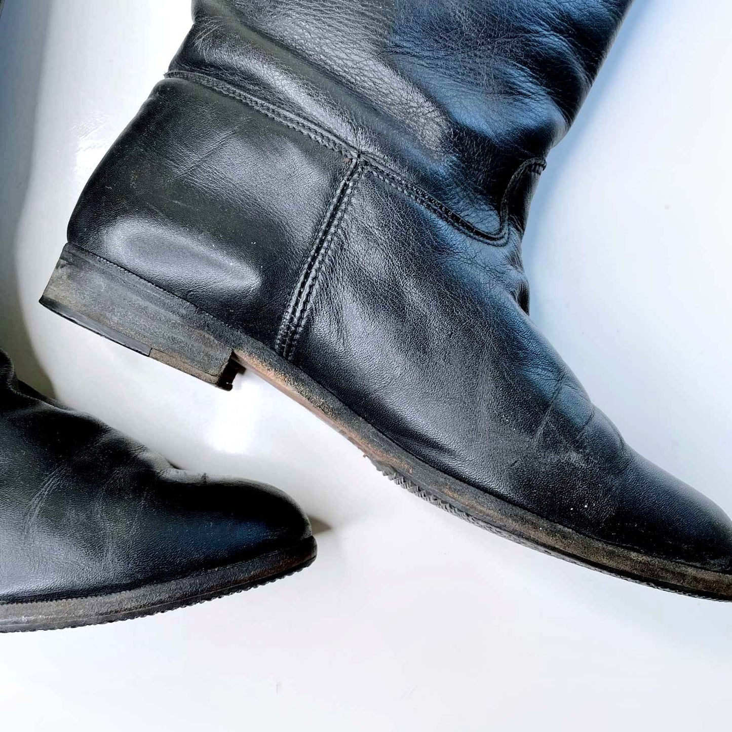 vintage roots black tall leather boots - size 10