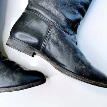 vintage roots black tall leather boots - size 10