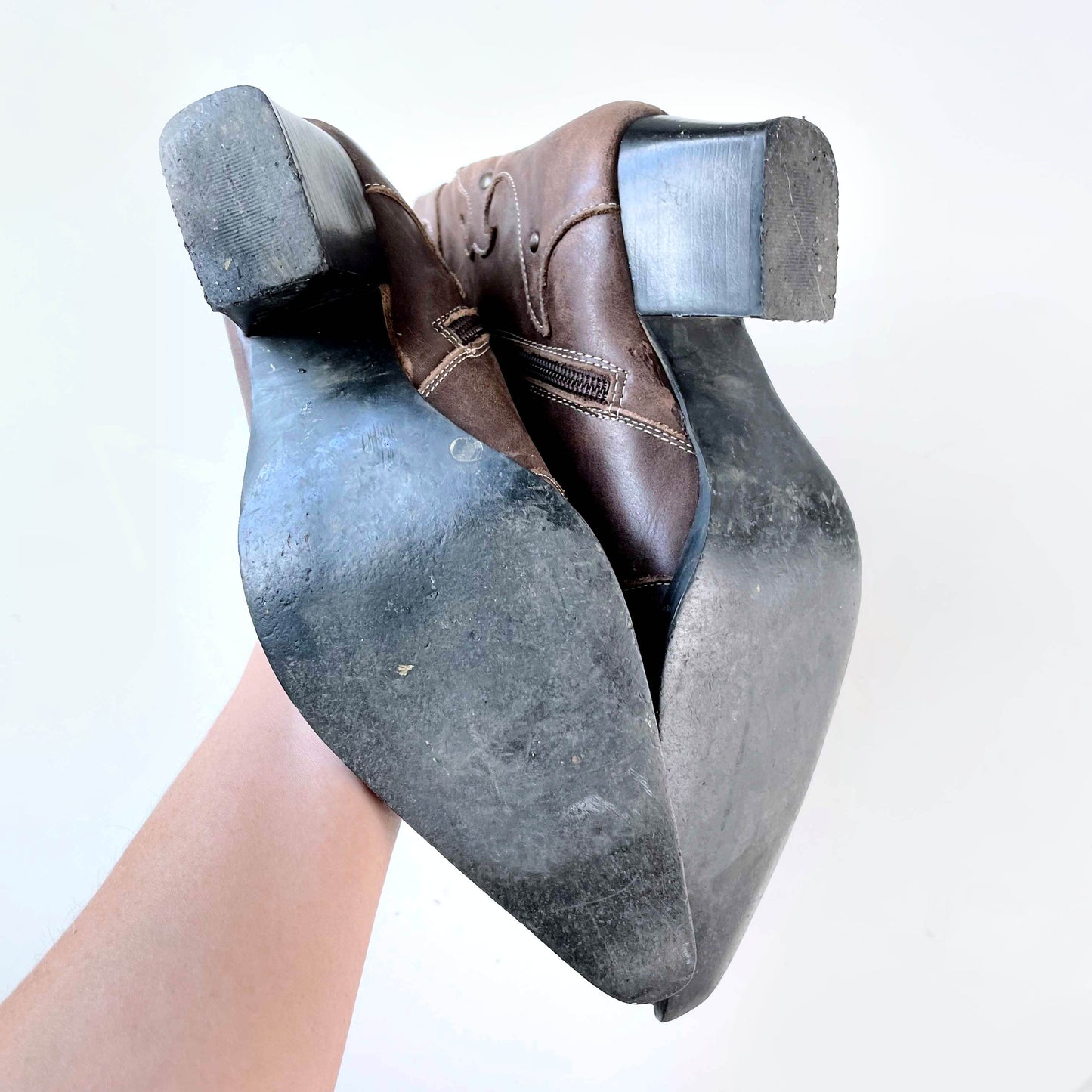 sergio banana heeled western leather boots