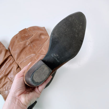 vintage spring slouchy heeled leather western boot