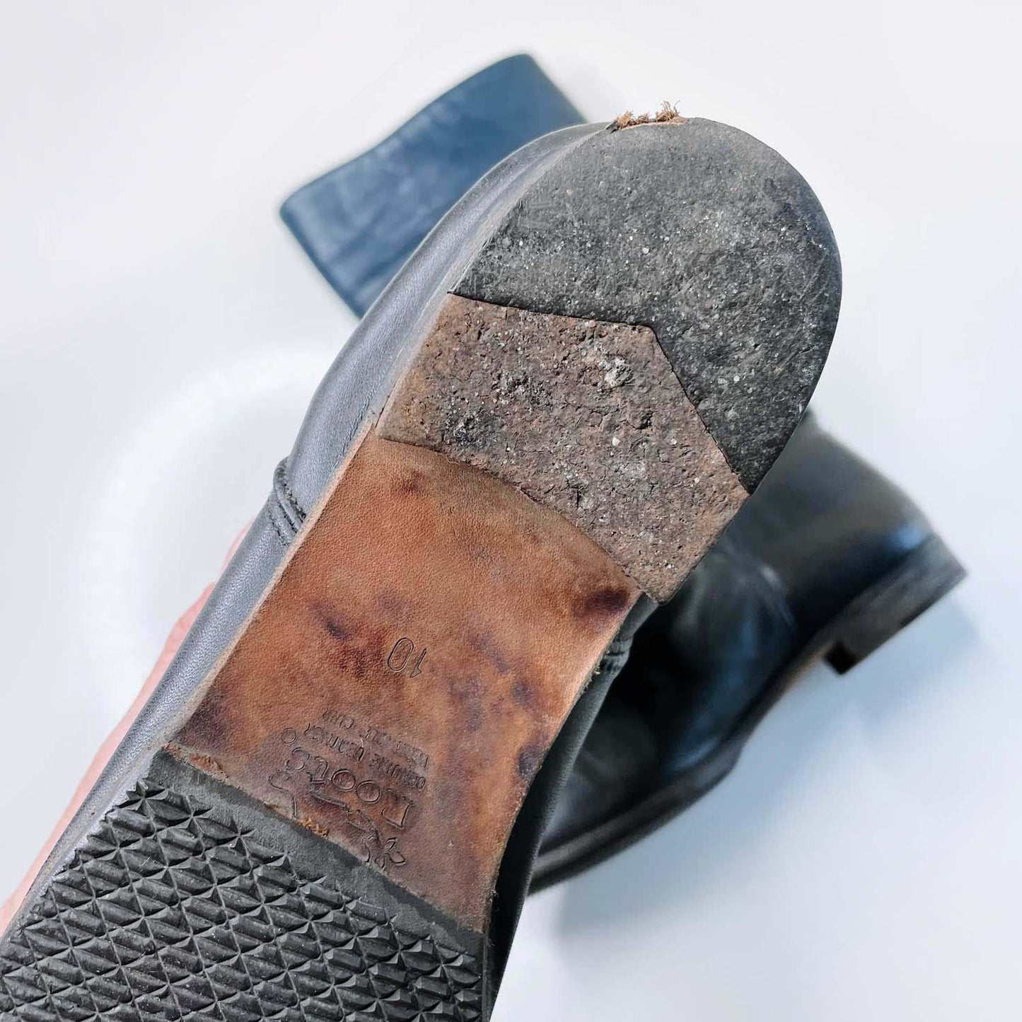 vintage roots black tall leather boots - size 10