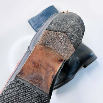 vintage roots black tall leather boots - size 10