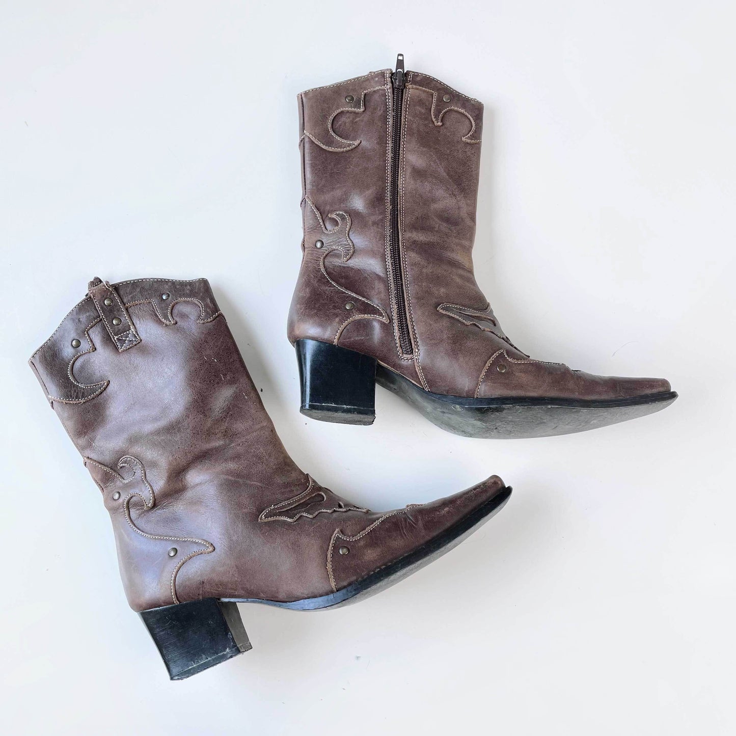 sergio banana heeled western leather boots