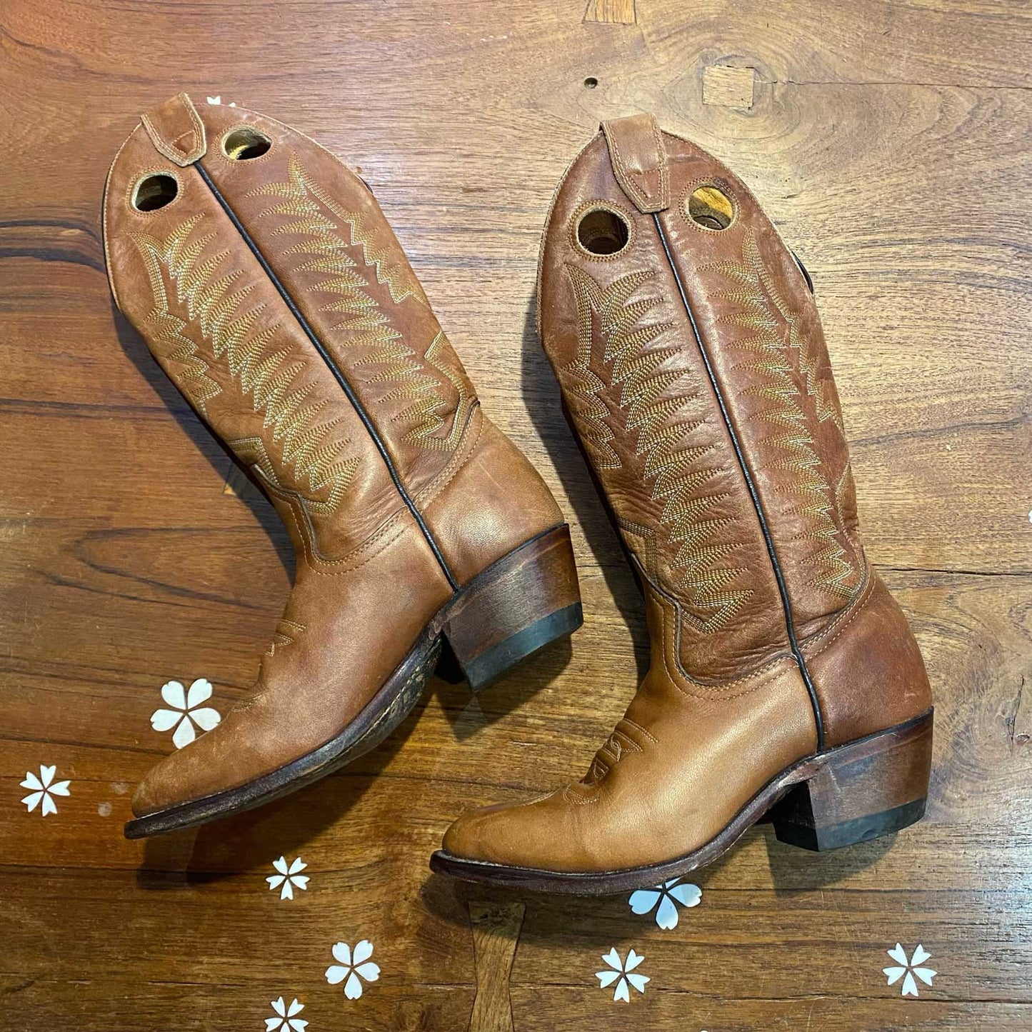 vintage boulet rio grande leather cowboy boots - size 5