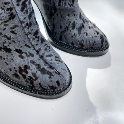 damir doma spotted pony hair ankle wrap heeled boot