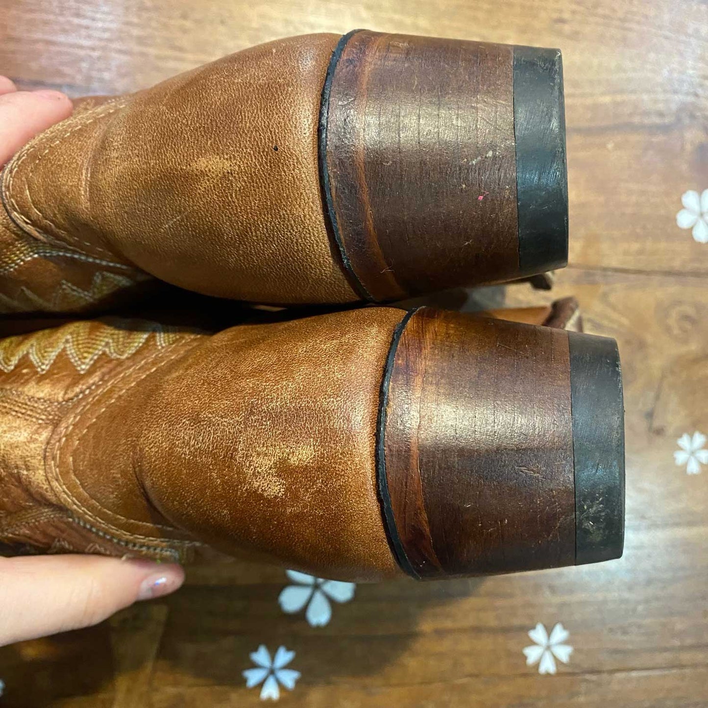 vintage boulet rio grande leather cowboy boots - size 5