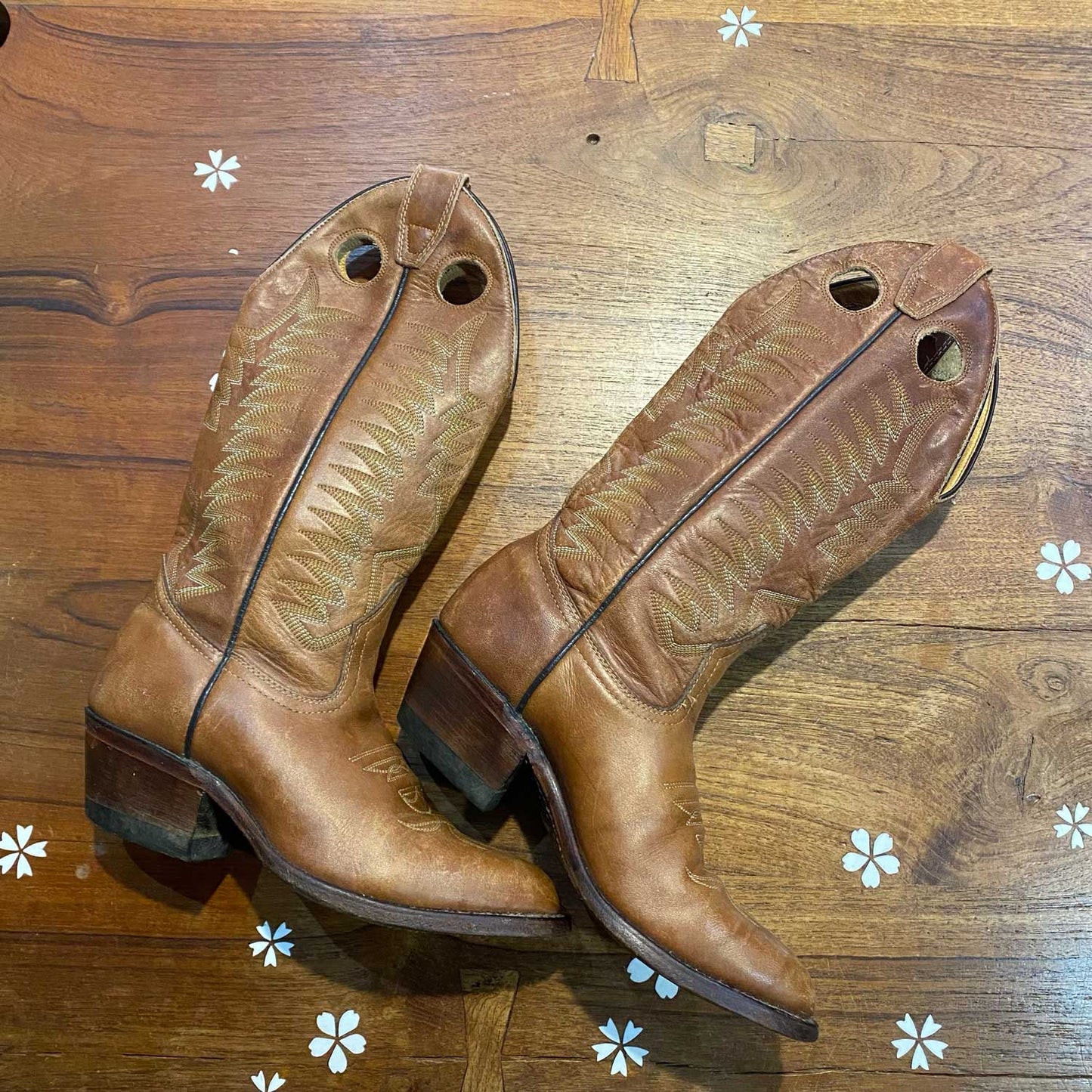 vintage boulet rio grande leather cowboy boots - size 5
