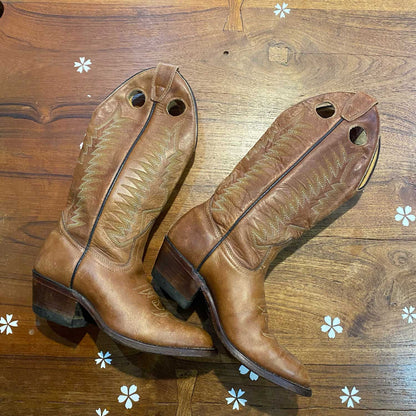 vintage boulet rio grande leather cowboy boots - size 5