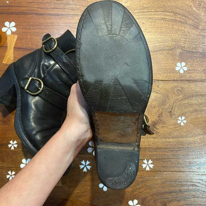 fiorentini + baker heeled leather moto boots - size 40