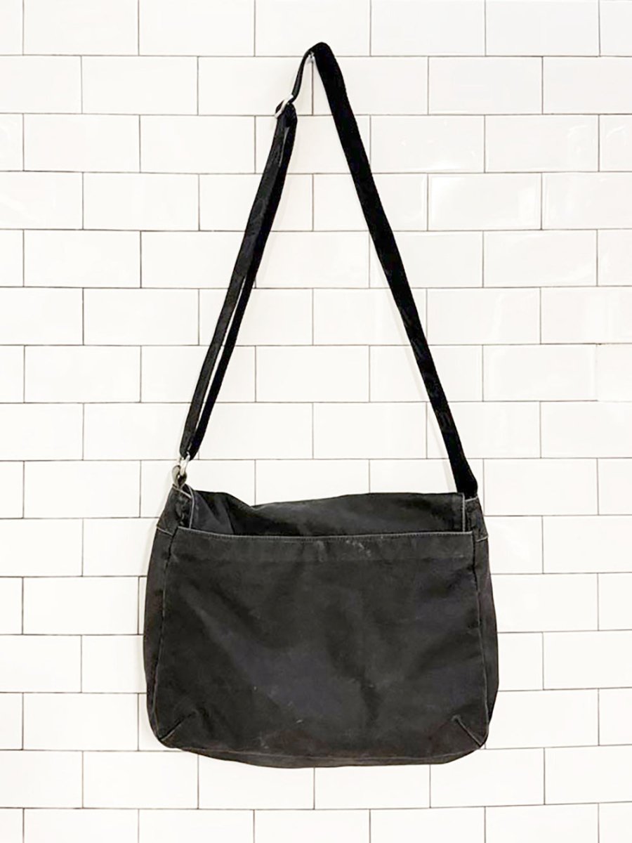 boss orange leather detail canvas messenger bag | hugo boss - good market thrift store