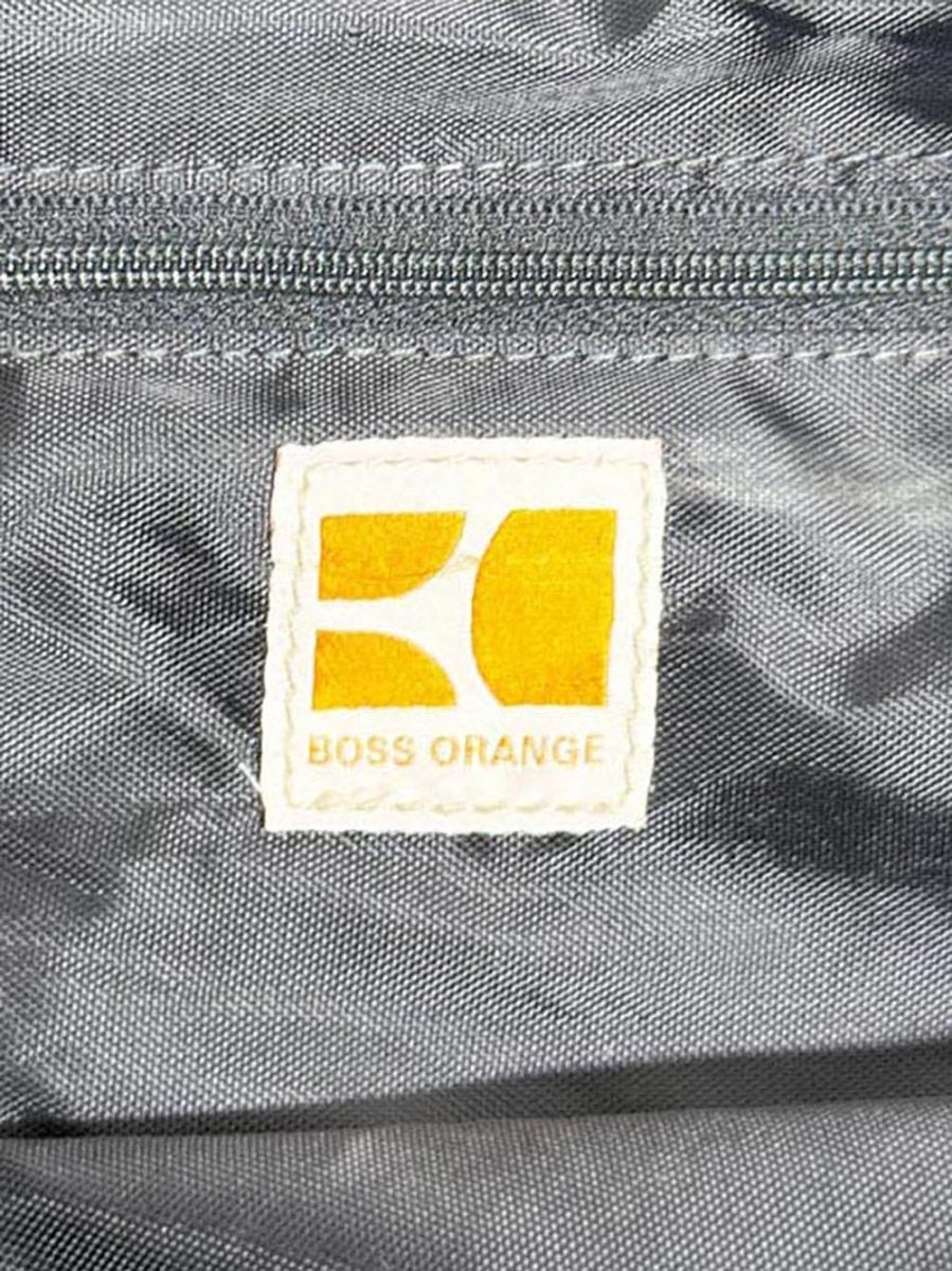 boss orange leather detail canvas messenger bag | hugo boss - good market thrift store