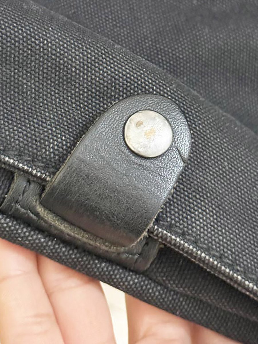 boss orange leather detail canvas messenger bag | hugo boss - good market thrift store