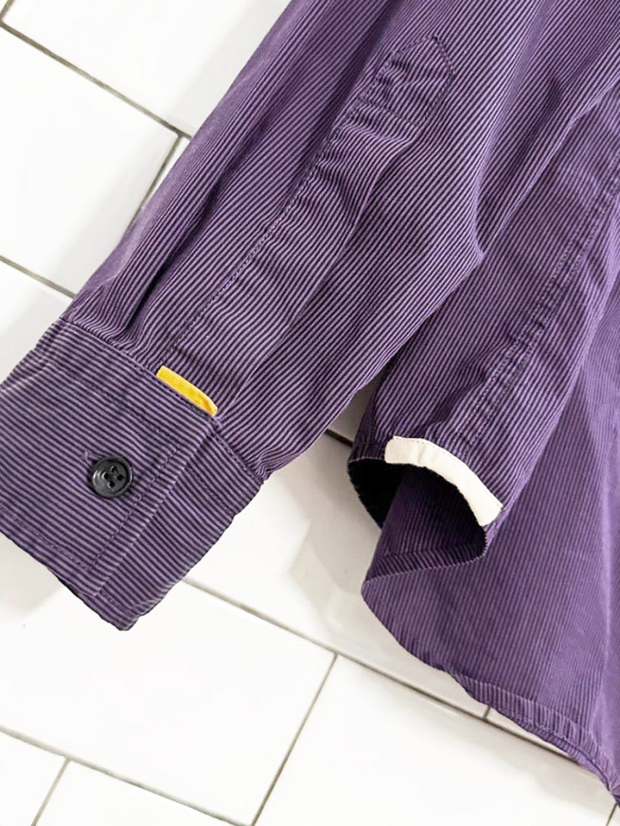 boss orange striped full button shirt | hugo boss - good market thrift store