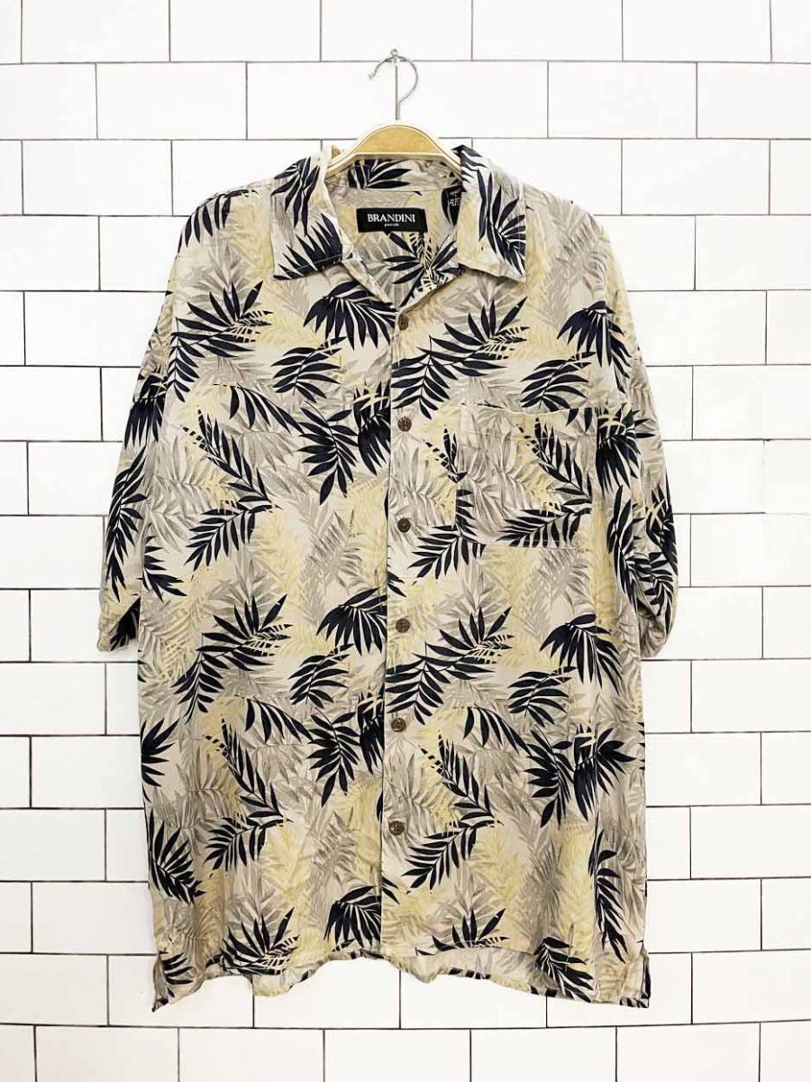 brandini 100% silk full button cabana shirt - good market thrift store