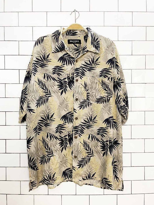 brandini 100% silk full button cabana shirt - good market thrift store