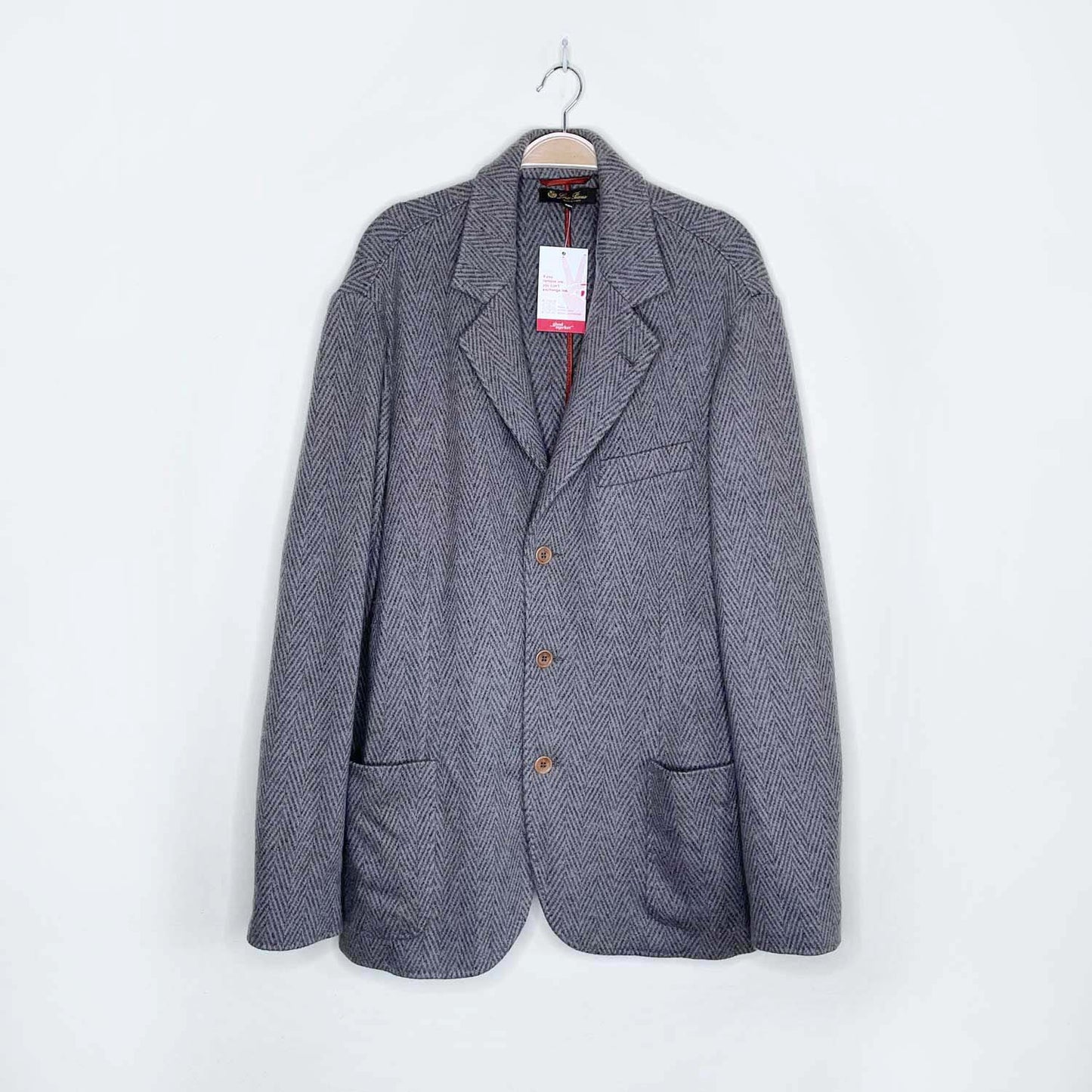 loro piana cashmere herringbone sport jacket - size 56 EU