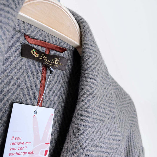 loro piana cashmere herringbone sport jacket - size 56 EU