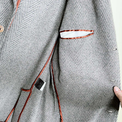 loro piana cashmere herringbone sport jacket - size 56 EU