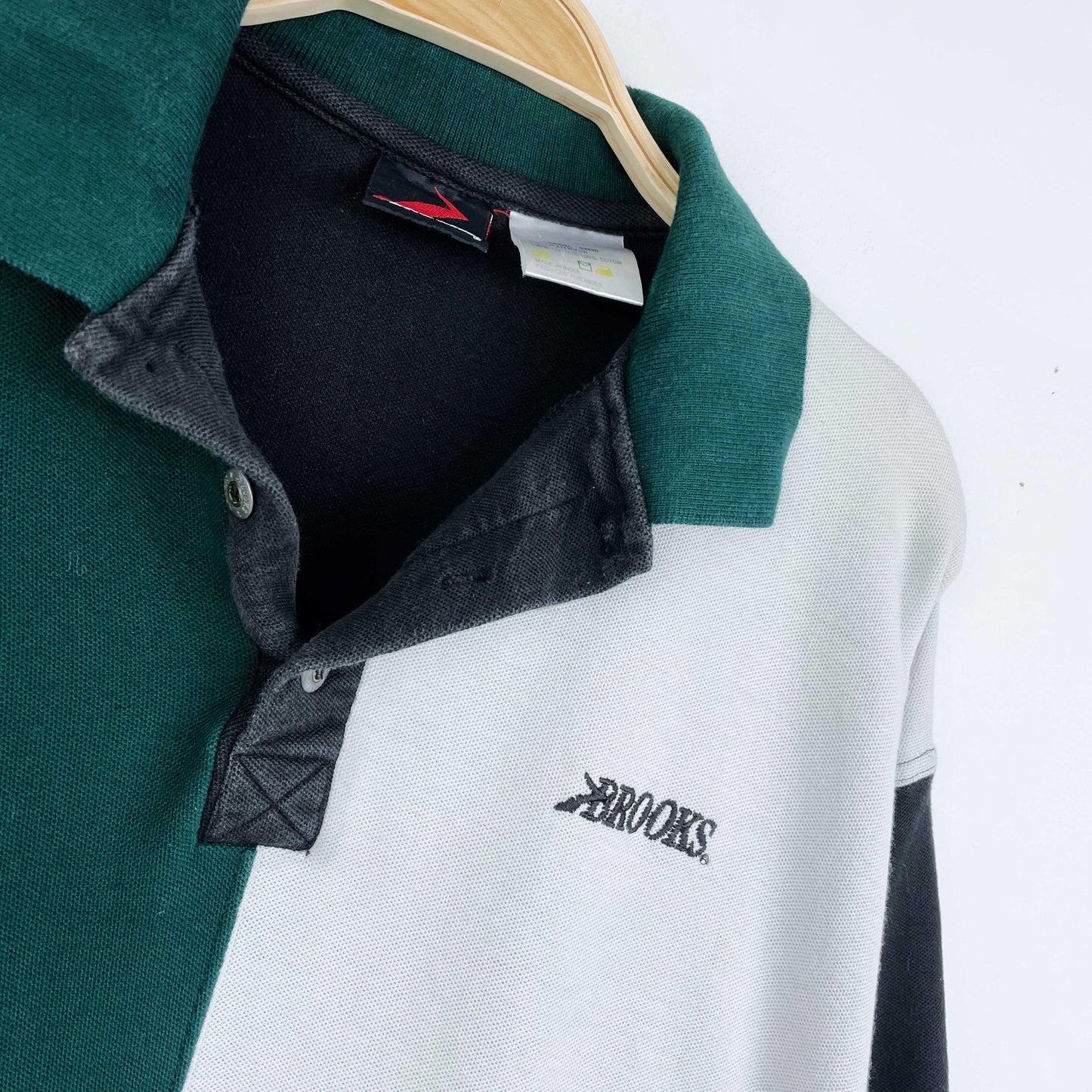 vintage 90s brooks colour block polo