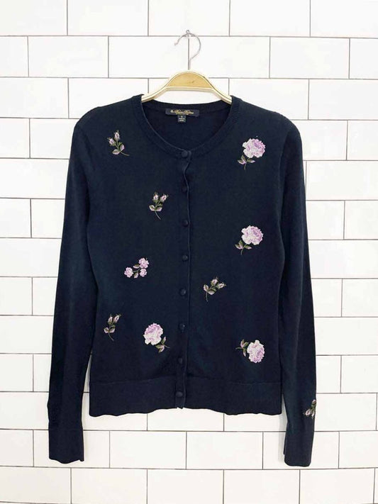brooks brothers cross-stitch flowers knit summer cardigan - good market thrift store