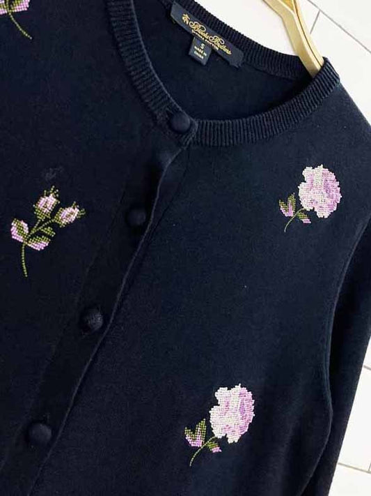 brooks brothers cross-stitch flowers knit summer cardigan - good market thrift store