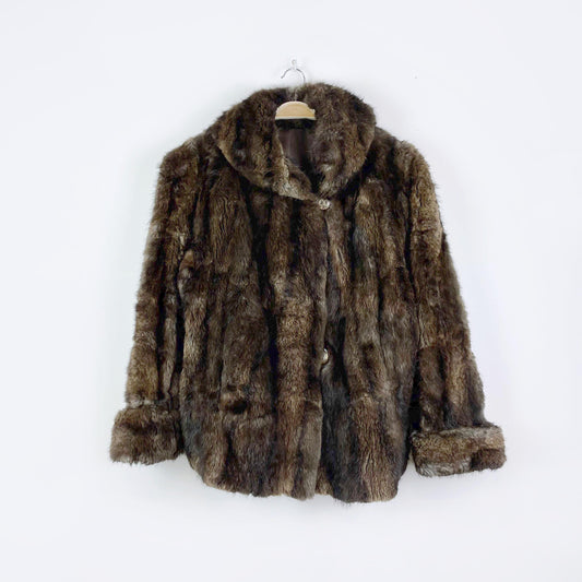 vintage brown long hair mink short coat - size medium