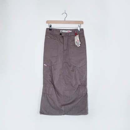 nwt deadstock parasuco rebel-i brown midi skater skirt - size 2