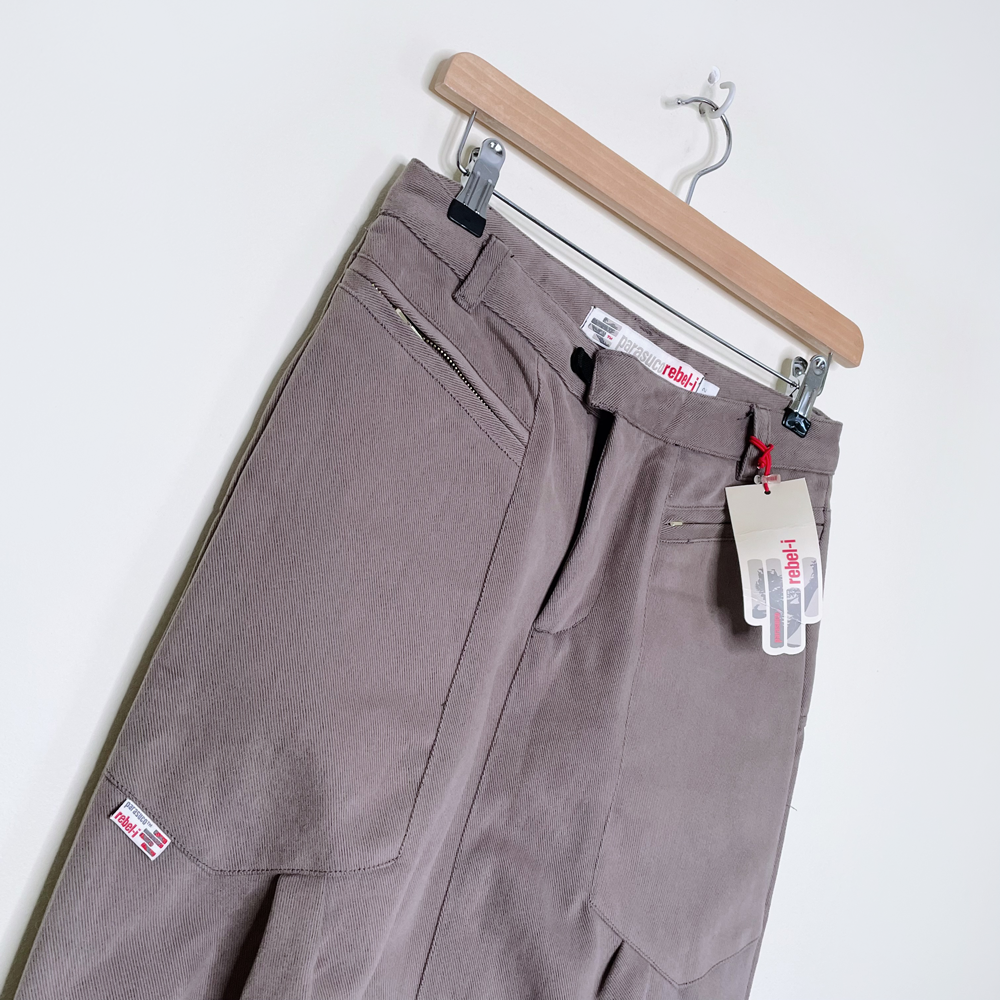 nwt deadstock parasuco rebel-i brown midi skater skirt - size 2