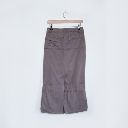 nwt deadstock parasuco rebel-i brown midi skater skirt - size 2