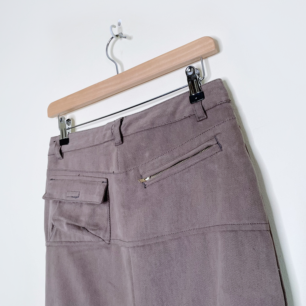 nwt deadstock parasuco rebel-i brown midi skater skirt - size 2