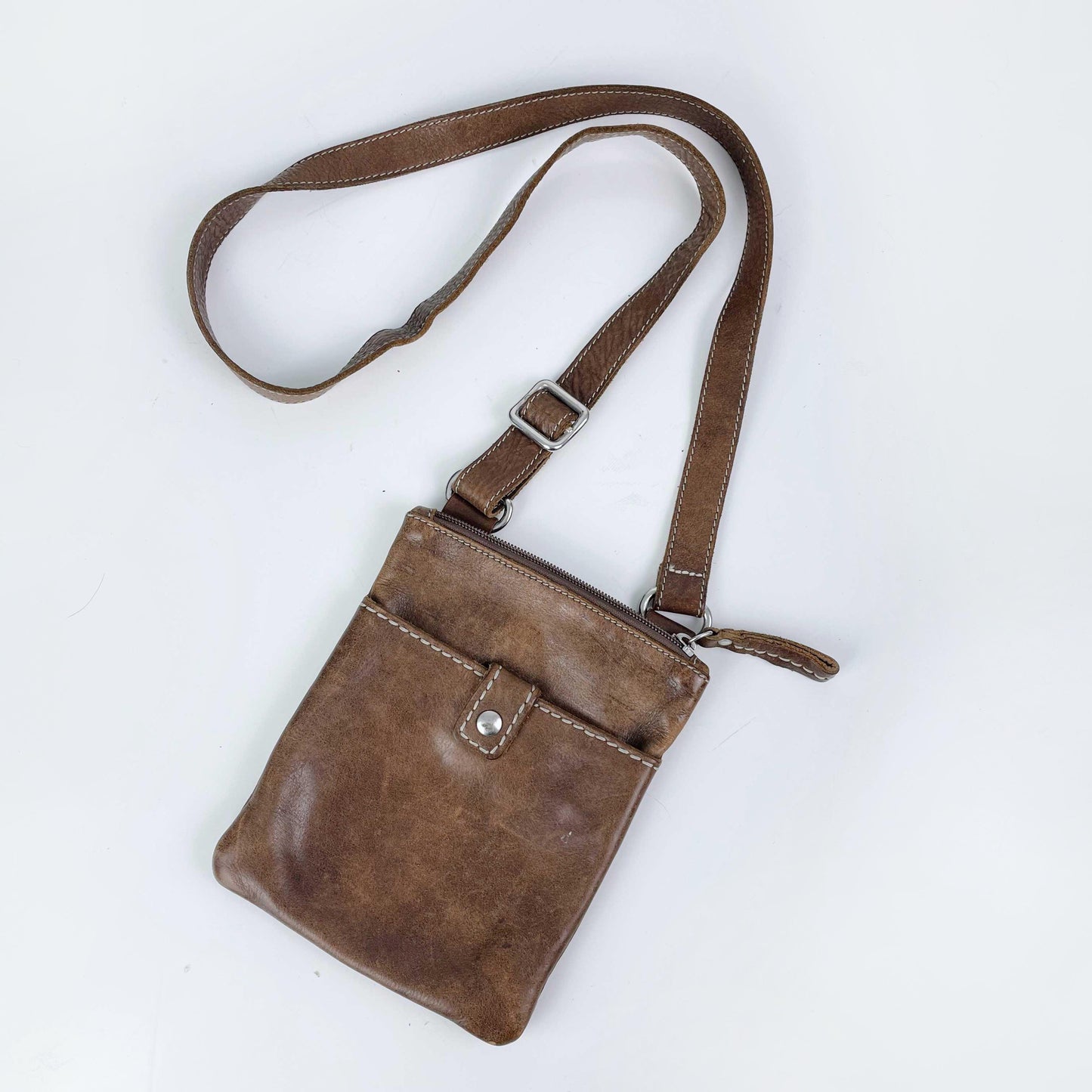 vintage roots pebbled leather villager bag