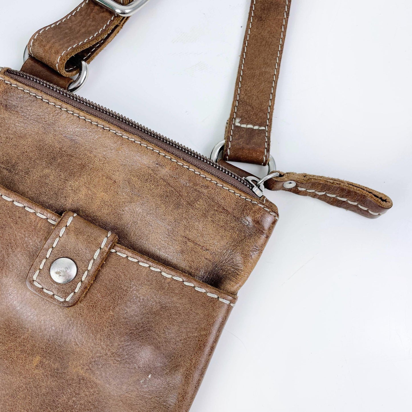 vintage roots pebbled leather villager bag