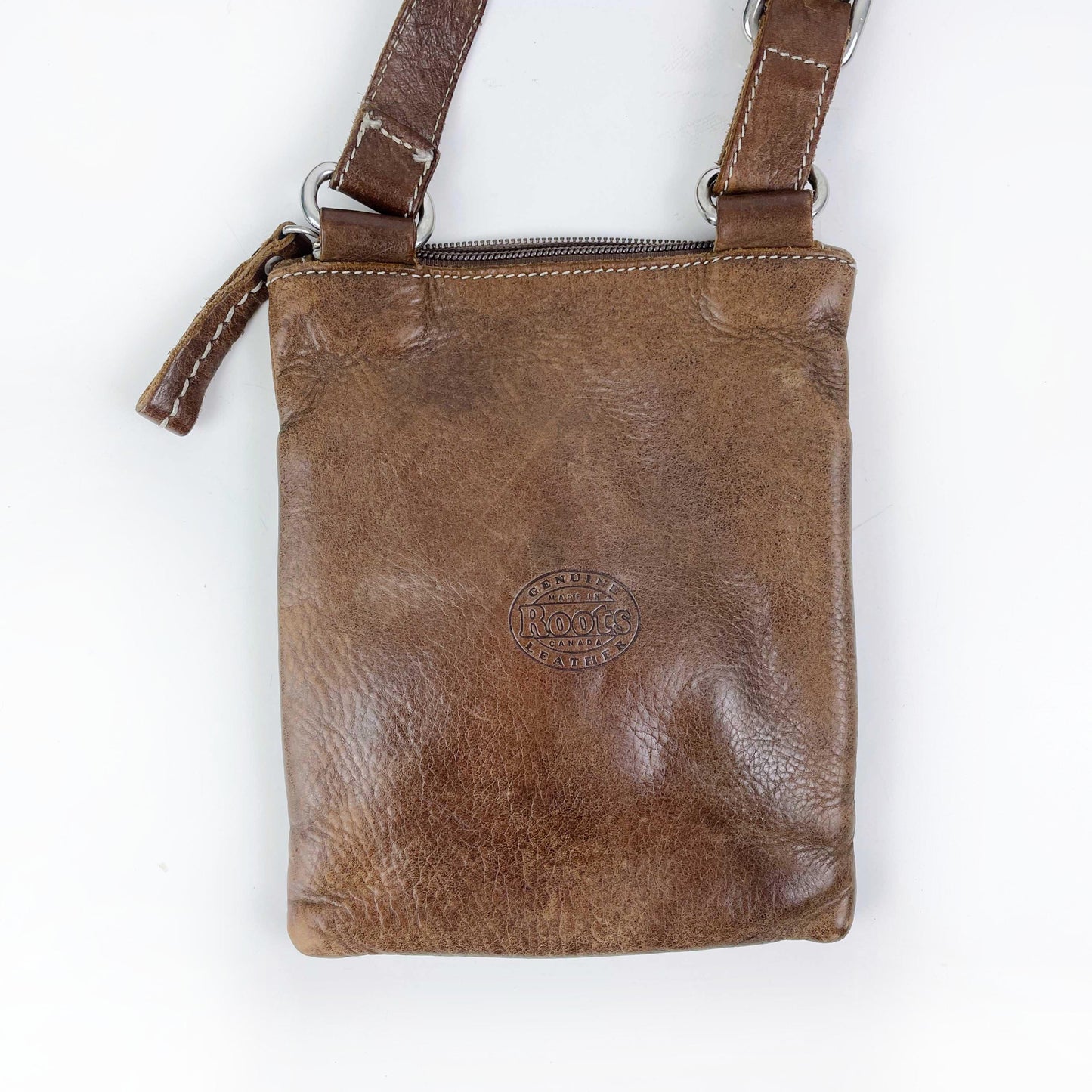 vintage roots pebbled leather villager bag
