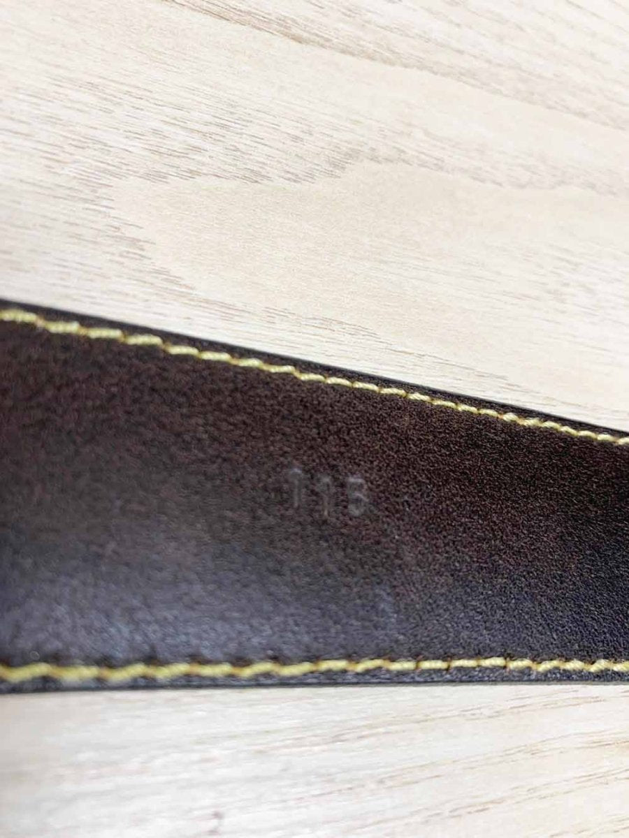 brown rustic leather belt with metal buckle - good market thrift store