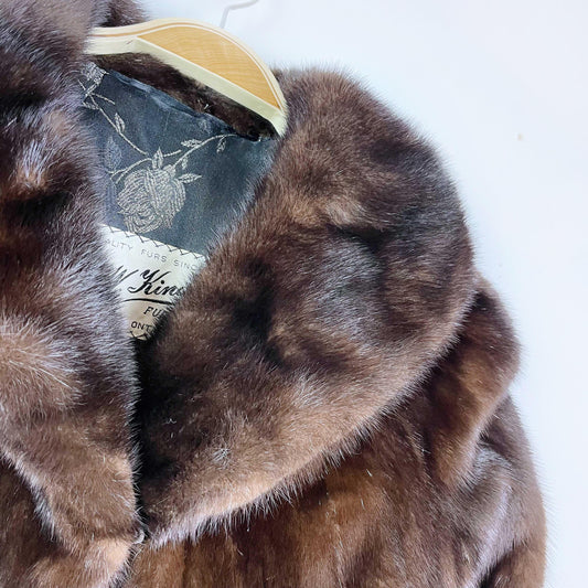 vintage w. kindy brown short hair mink coat - size small/medium
