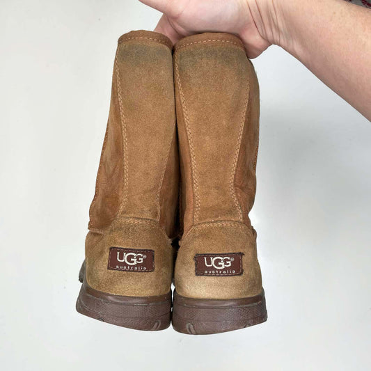 ugg natural brown ultimate sheepskin boots - size 10