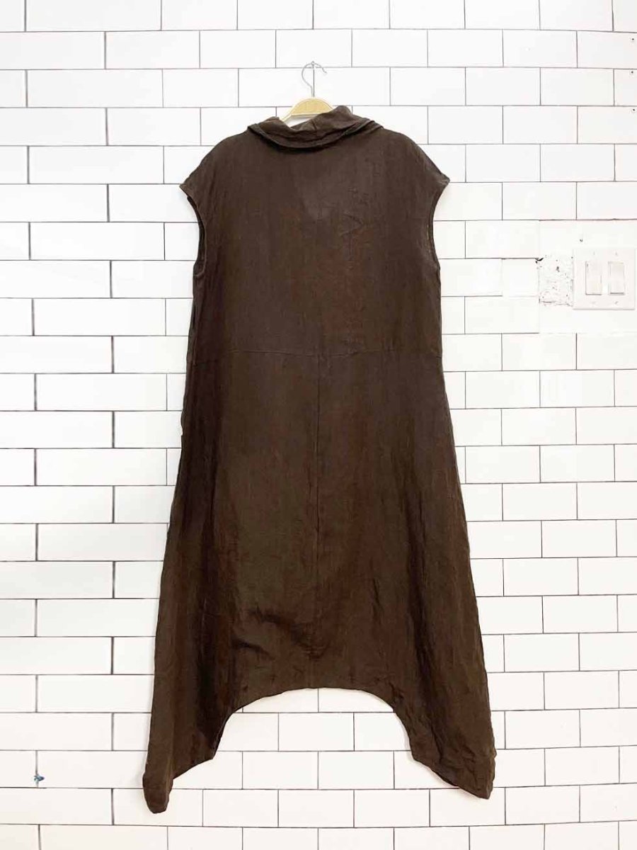 bryn walker 100% linen cowl neck jumpsuit | made in usa - good market thrift store