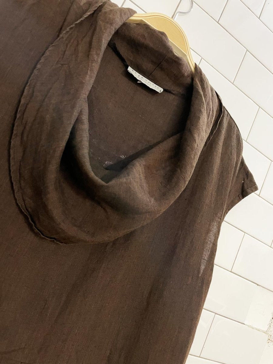 bryn walker 100% linen cowl neck jumpsuit | made in usa - good market thrift store