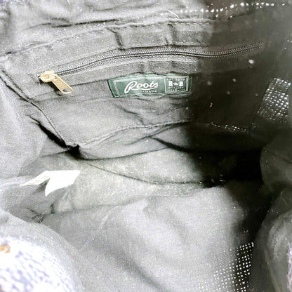 roots woven jute bucket bag with leather trim