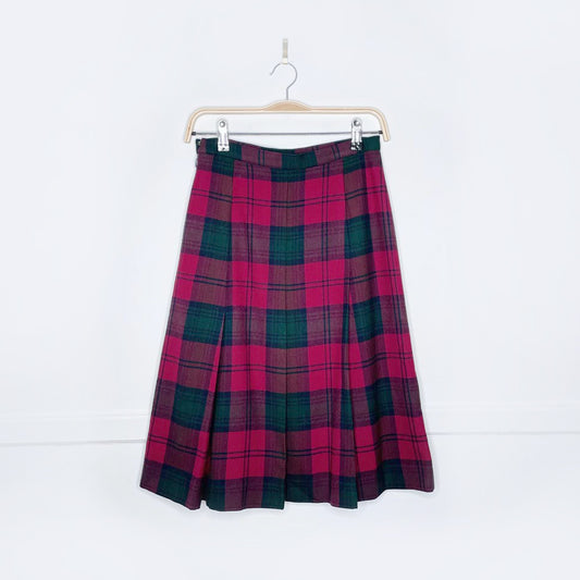 vintage 70s burberrys wool tartan pleated skirt