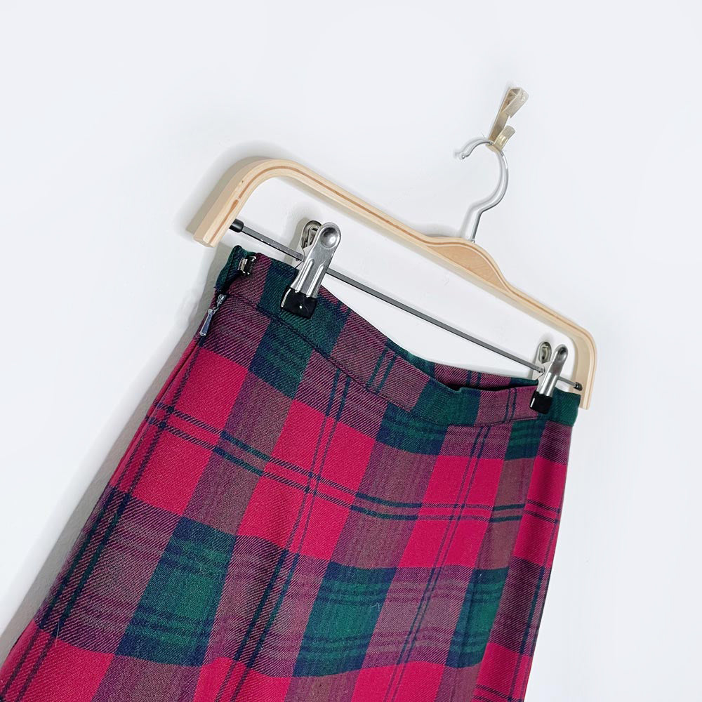vintage 70s burberrys wool tartan pleated skirt