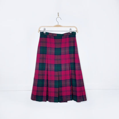 vintage 70s burberrys wool tartan pleated skirt