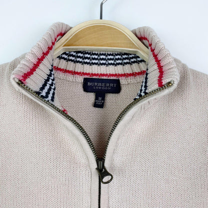 burberry kids zip cardigan nova check trim - size medium