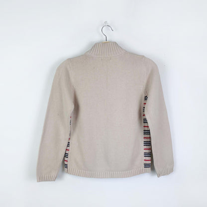 burberry kids zip cardigan nova check trim - size medium