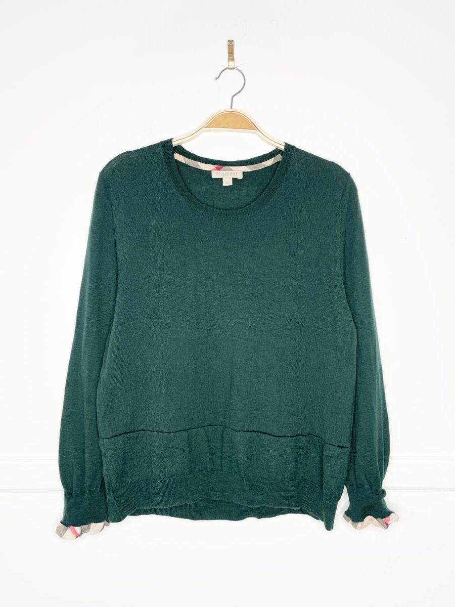 burberry brit 100% merino wool sweater w nova check | rework - good market thrift store