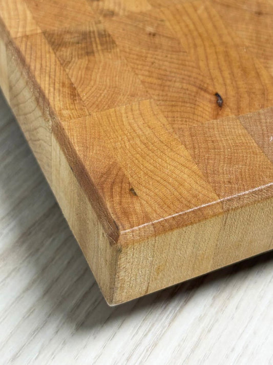 butcher block end - grain cutting board with feet - good market thrift store