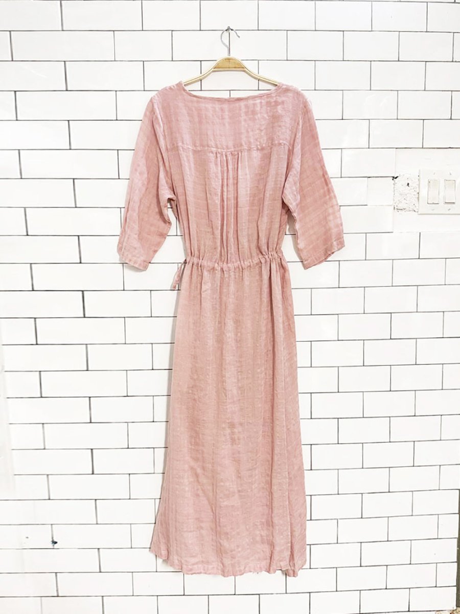 buykud flowy woven cinch waist wrap maxi dress - good market thrift store
