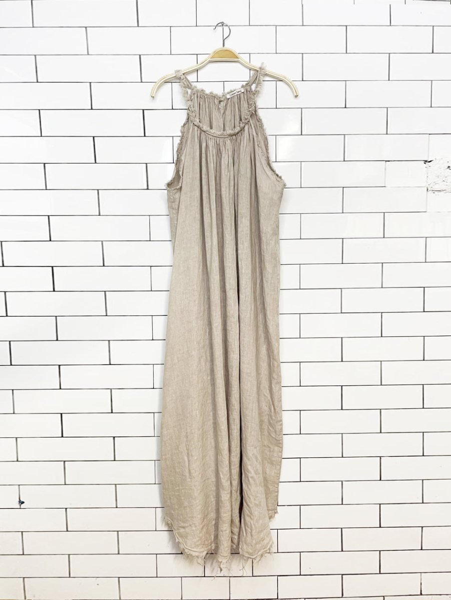 cabana living 100% linen raw edge relaxed resort maxi dress | made in Italy - good market thrift store